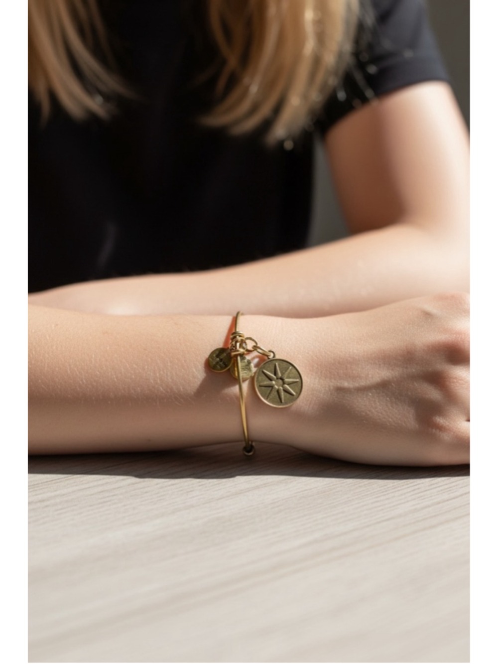 Alex and Ani Gold Star of Venus Charm Bangle Bracelet